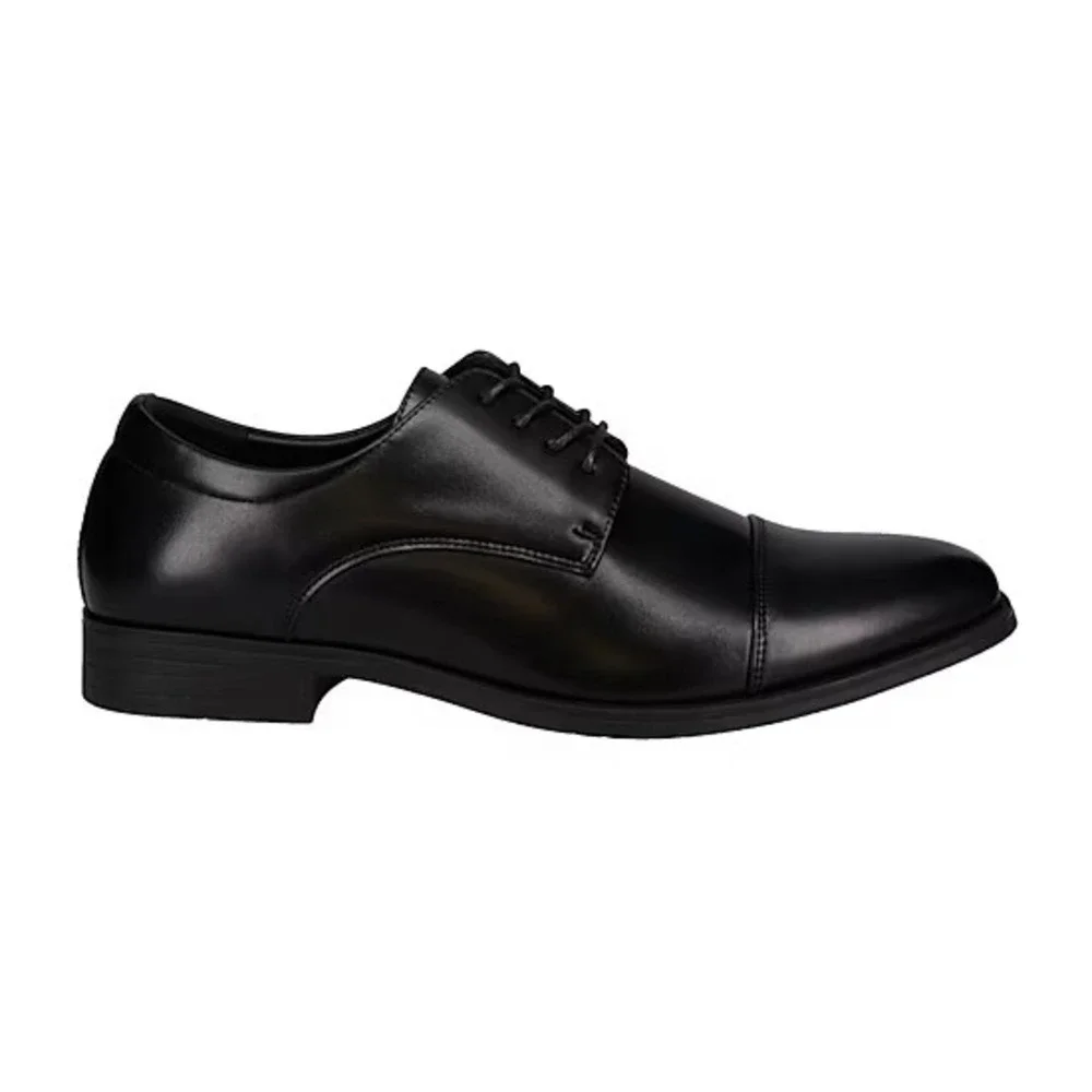 Van Heusen Turk Mens Black Oxford Cap Toe Dress Shoes Size 9 NWT - Picture 2 of 6